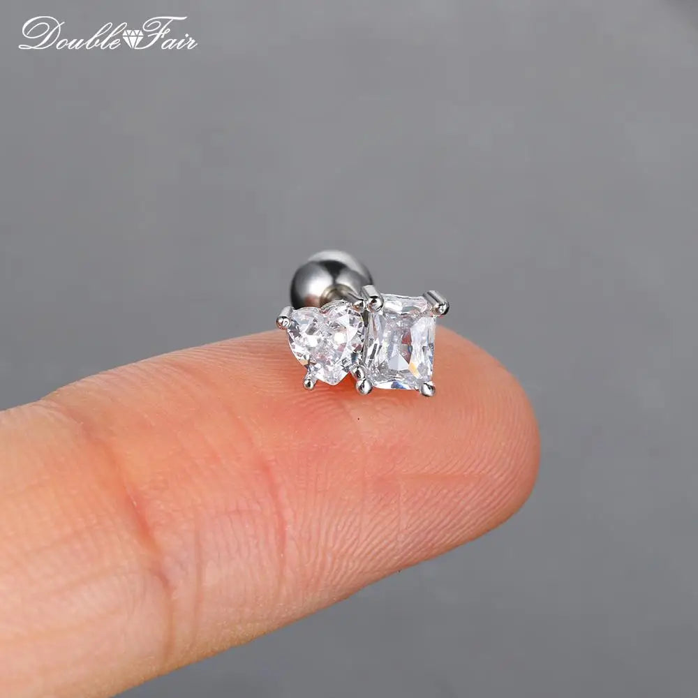 1pc Cartilage Tragus Helix Daith Crystal Ear Piercing Stud Earrings for Women Mini Screw Stainless Steel Stacking Ear Jewelry.