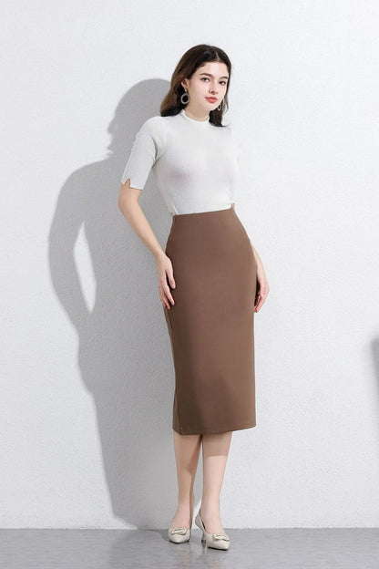 Women's Professional High Waist Long Pencil Skirt, Slim Fit Black Hip-hugging Skirt for Office Commute