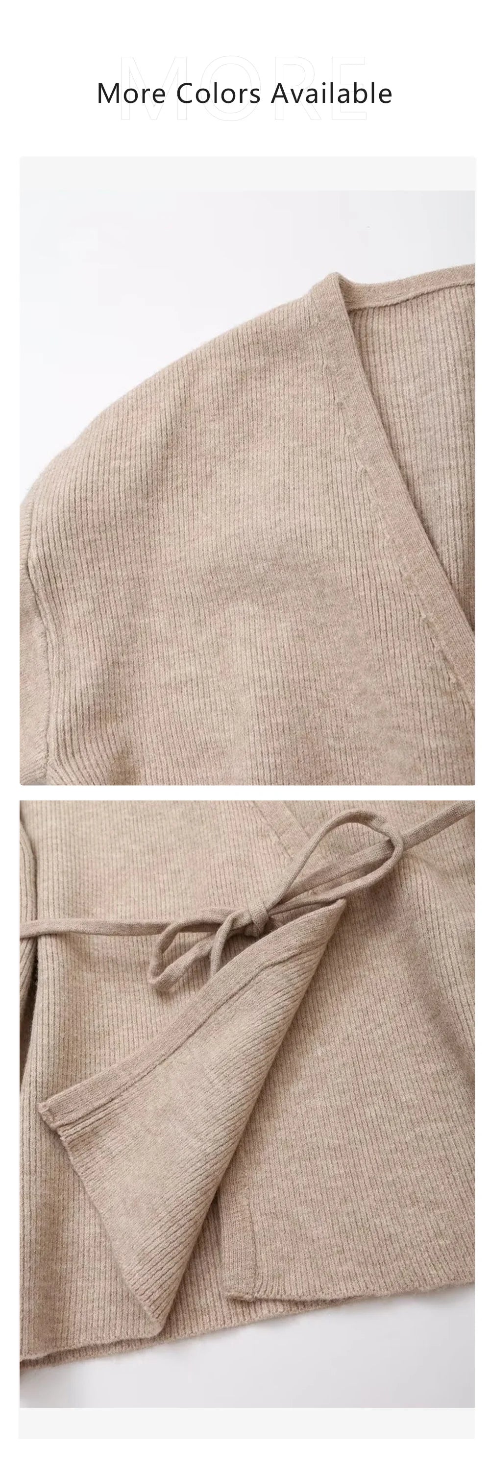 2024 autumn new women's clothing style fashionable European and American style knitted lace up cardigan top and pants set.