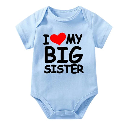 I Love My Big Sister Print Neugeborenen Baby Body Lustige Infant Jungen Mädchen Strampler Kurzarm Mode Baumwolle Baby Overall Outfit.