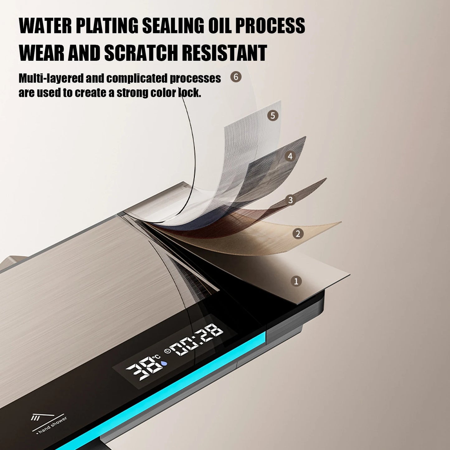 Digital Thermostatic Shower System with Smart Temperature Memory, Easy to Install LED Rain Shower & Brass Faucet Set