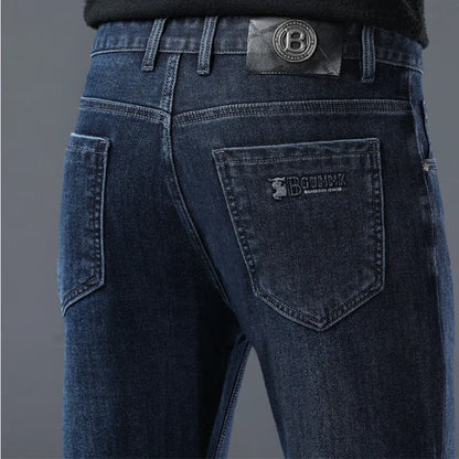 2025 New Stretch Jeans Men's Regular Classic Business Slim Trousers Black Blue Straight Male Y2K Brand Clothing Pants Size 29-40.