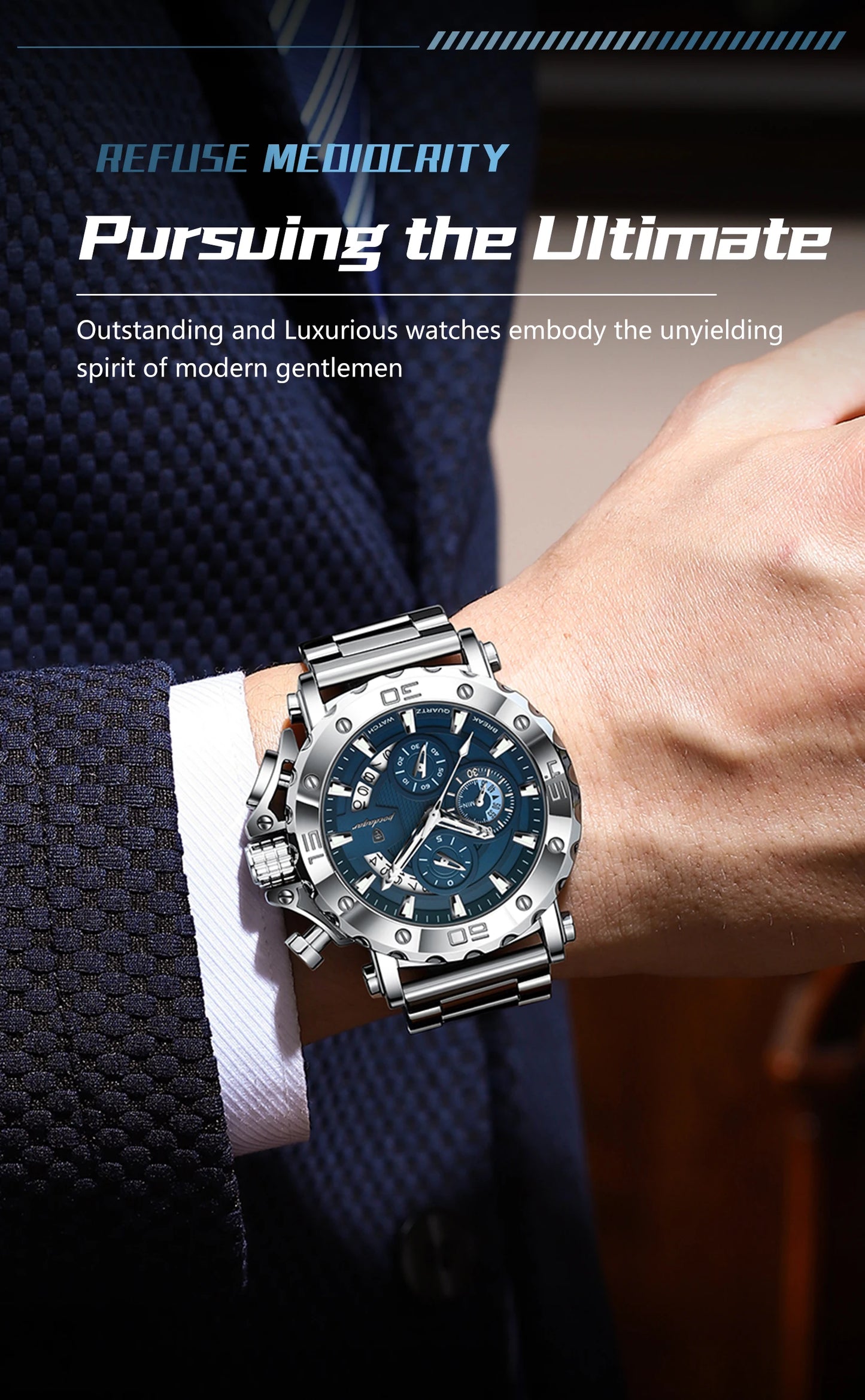 POEDAGAR Luxury Watch For Men Calendar Luminous Waterproof Man Clock Male Chronograph Stainless Steel Men's Quartz Watches Reloj.