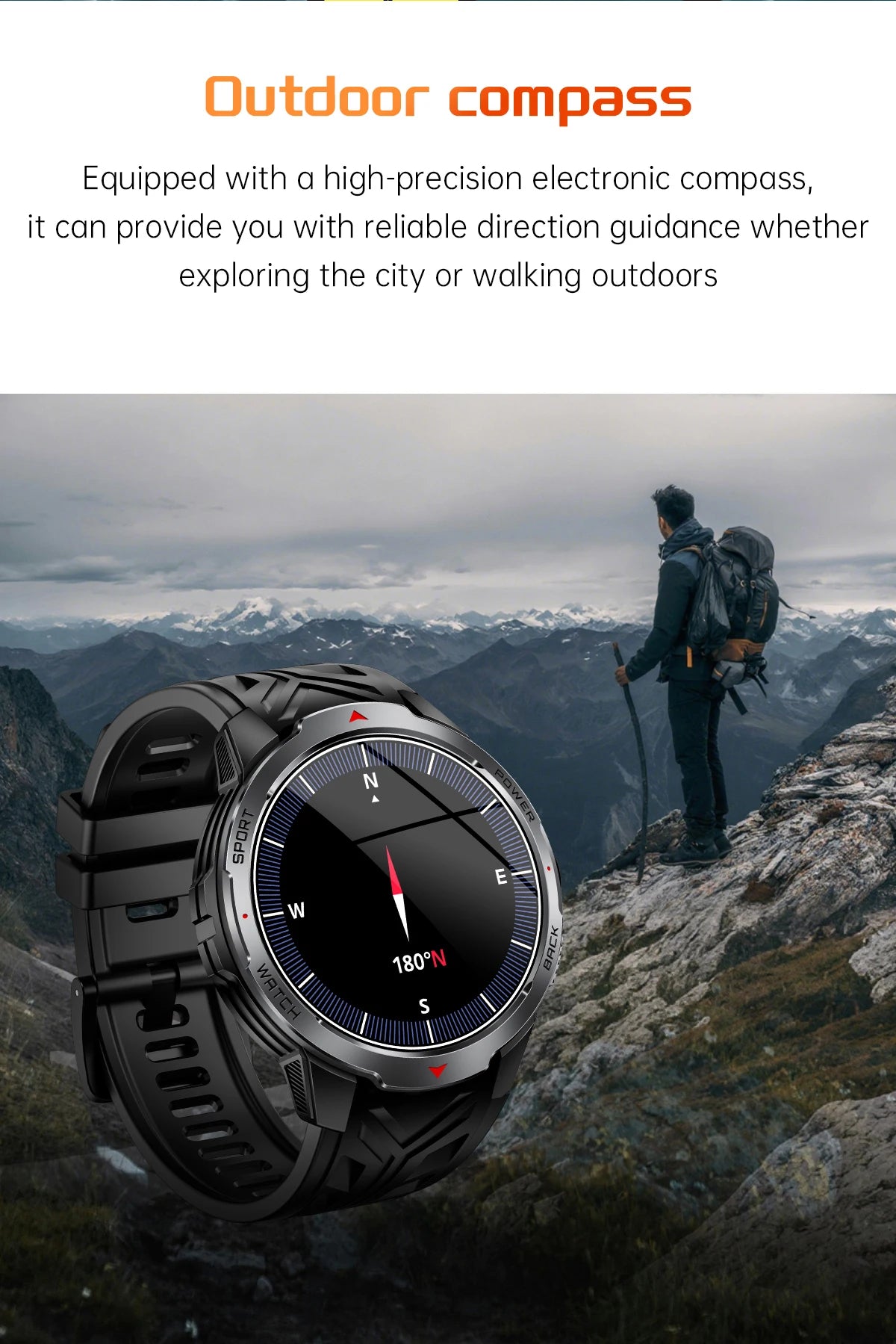 LIGE New For HUAWEI XIAOMI 1100mah Smart Watch Men Compass Flashlight 3ATM Waterproof Sports Fitness Bluetooth Call Smartwatch.