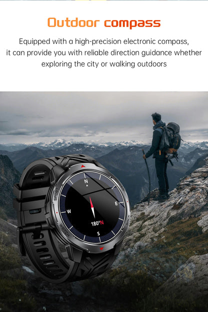 LIGE New For HUAWEI XIAOMI 1100mah Smart Watch Men Compass Flashlight 3ATM Waterproof Sports Fitness Bluetooth Call Smartwatch.