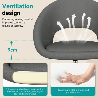AUTHMIC Ergonomischer drehbarer Schminkstuhl mit Rückenstütze, höhenverstellbar, geräuschloser Rollen, Make-up-Schreibtischsitz für das Heimbüro