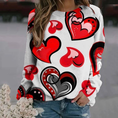 Love Heart Sweatshirts 3D Print Hoodie Women Fashion Streetwear Oversized O-Neck Hoodies Harajuku Woman Pullovers Woman Clothing