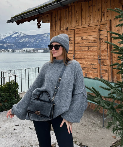 Neue Herbst/Winter frauen Pullover Einfarbig Halb-rollkragen Casual Pendler Stil Stricken Pullover Lose Pullover einfach Alle-spiel