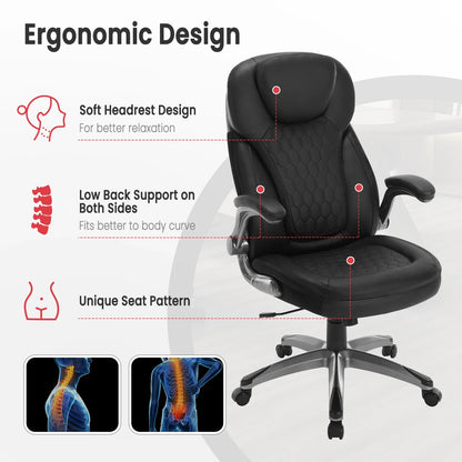 WOLTU Ergonomischer Büro-Computerstuhl mit hoher Rückenlehne, höhenverstellbarem, gepolstertem Sitz, Chefsessel aus Kunstleder