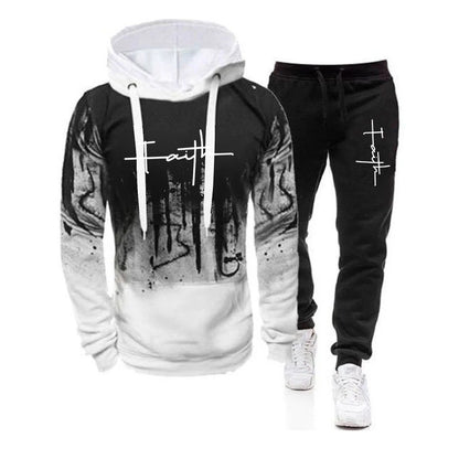 Spring Autumn Men's 2Pcs Suit Sweatshirt Splash Hoodies+Tracksuit Pants Casual Fitness Male New Sportwear Men Clothing.