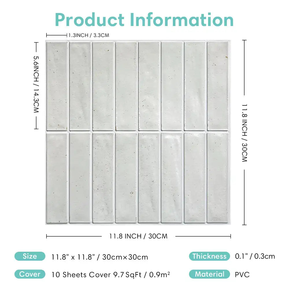 10pcs 3D Tile Sticker Self-adhesive Tile Backsplash Bathroom Wall Tile Stickers, Water and Mold Resistant, 30x30cm