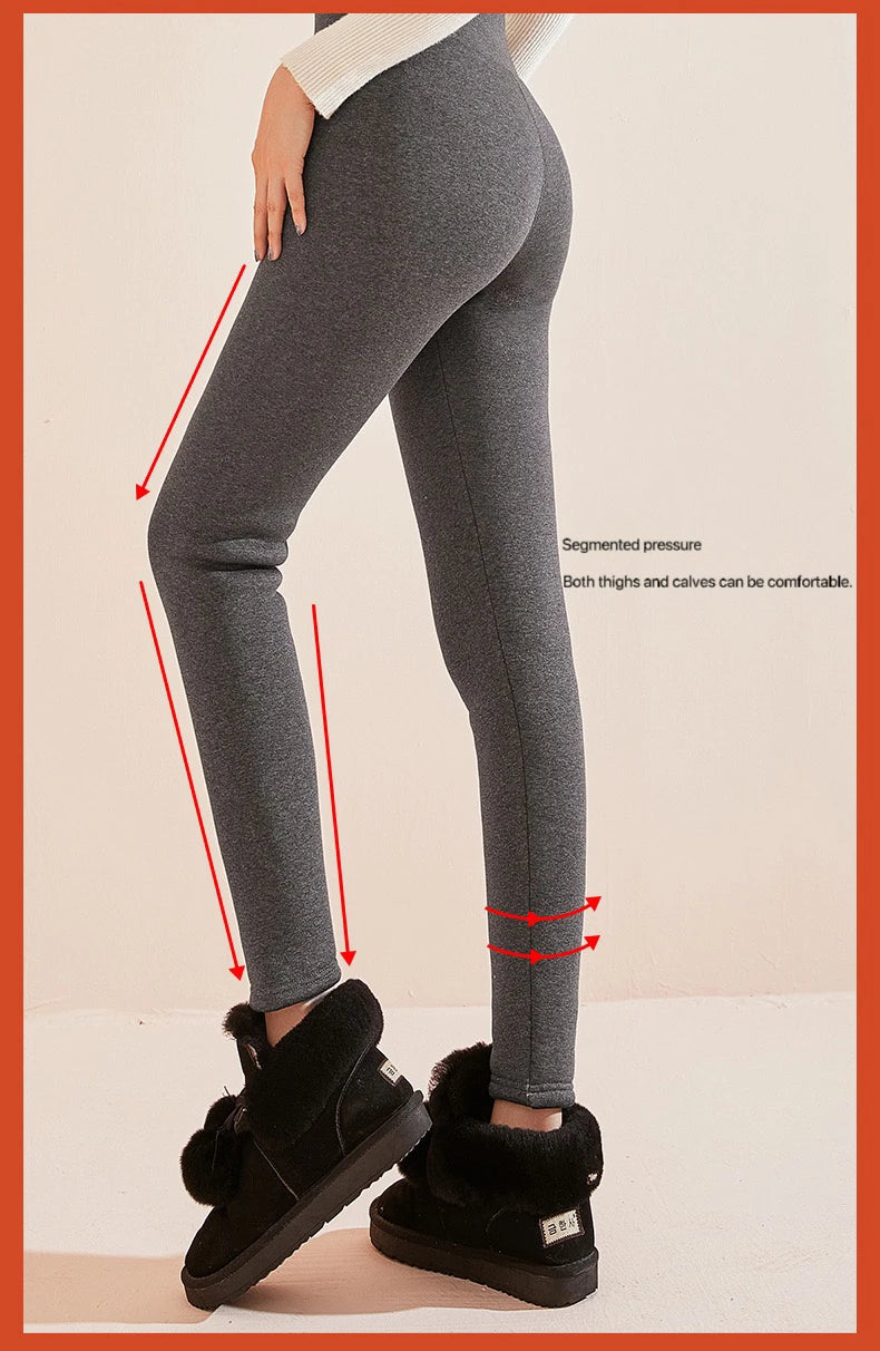 1pcs Winter Leggings Women Cotton Extra Thick Warm Pants Fashion Thermal Legging Slim Black Elastic High Waist Solid Leggings.