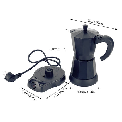 300 ml Electric Coffee Machine Aluminium Espresso Maker Mocha Espresso Pot with Separate Base.