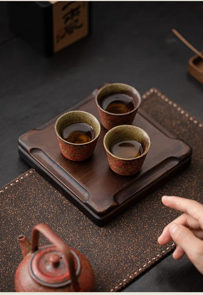 2pc/lot Kiln Change Red Old Rock Mud Horseshoe Teacup Handmade Tea Bowl Single Cups Smelling Cup Jianzhan Master Cups Tea 45ml.