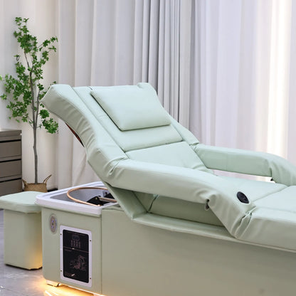 XinSheng 2025 Elektrischer Lift-Shampoo-Bett-Massagetisch – All-in-One-Salonstation mit Begasung, Fußbad und Haarwaschbecken