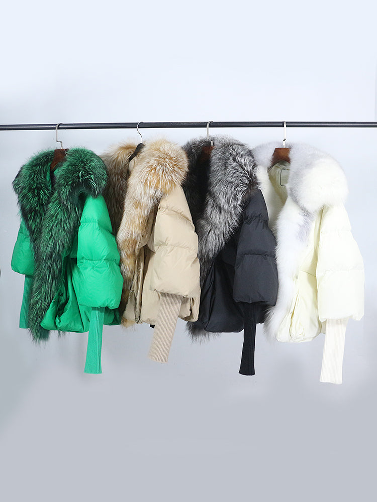 Lose Natürliche Echt Fox Pelz Kragen Mantel Dicke Neue Europäische Mode Weiße Ente Unten Jacke Winter Frauen Warme Luxus Oberbekleidung