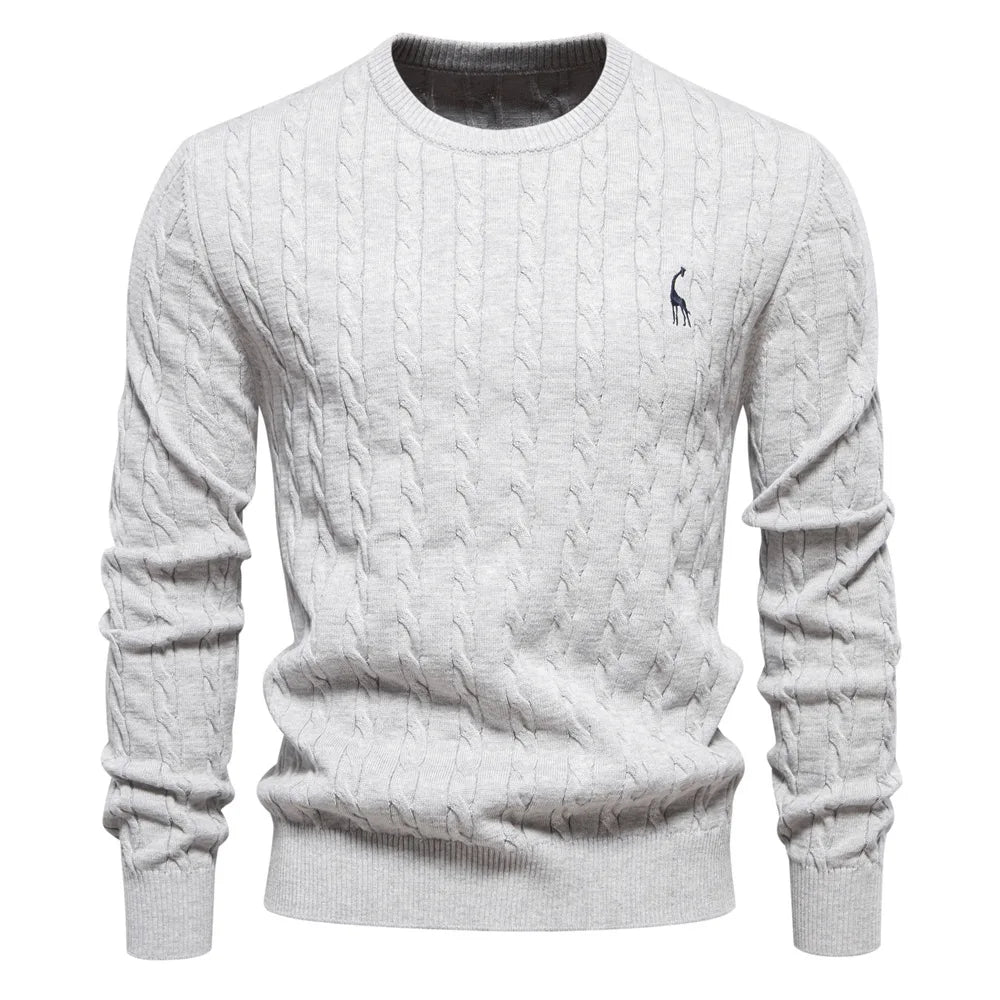 2024 High-quality Men's Sweater Pullover New Deer Embroidery Solid Color Knitted Sweater Men's Knit Sweaters  Men Clothing.
