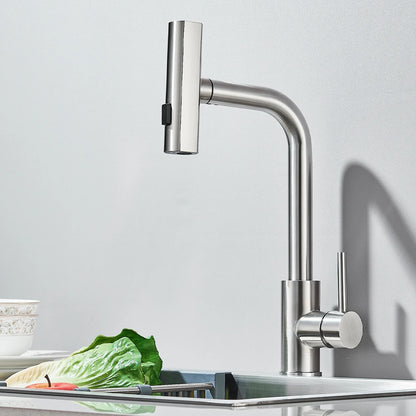 Black/Gray/Silver Pull-Out Kitchen Faucet Three Water Stream Sprayer Stainless Steel Hot and Cold Water Mixing Faucet Countertop