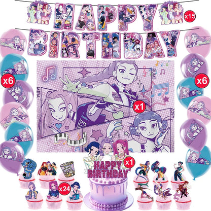 K Pop Dämonenjäger Party Ballon Kind Mädchen Alles Gute zum Geburtstag Party Dekoration Set 1-9. Nummer Ballon Banner Hintergrund Babyparty