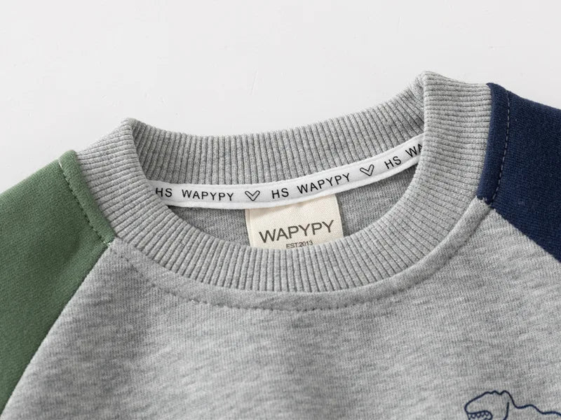 New Spring Autumn Children Clothes Set Color Patchwork Kids Boys Two-Piece Sets Children Boy Casual Tracksuit Outfits Tops Pants.