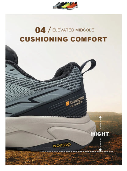 Baasploa Männer Wanderschuhe Komfort Tragen Beständig Outdoor Schuhe Männer Atmungsaktives Mesh Casual Turnschuhe Klettern Nicht-Slip Spitze Up