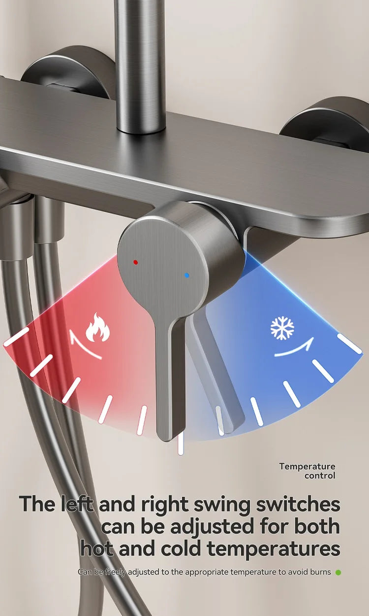 Four Ways Water Outlet Shower System Rainlfall Pressurized Sunflower Shower Set Wall Mounted Hot Cold Bathroom Shower Faucet Set