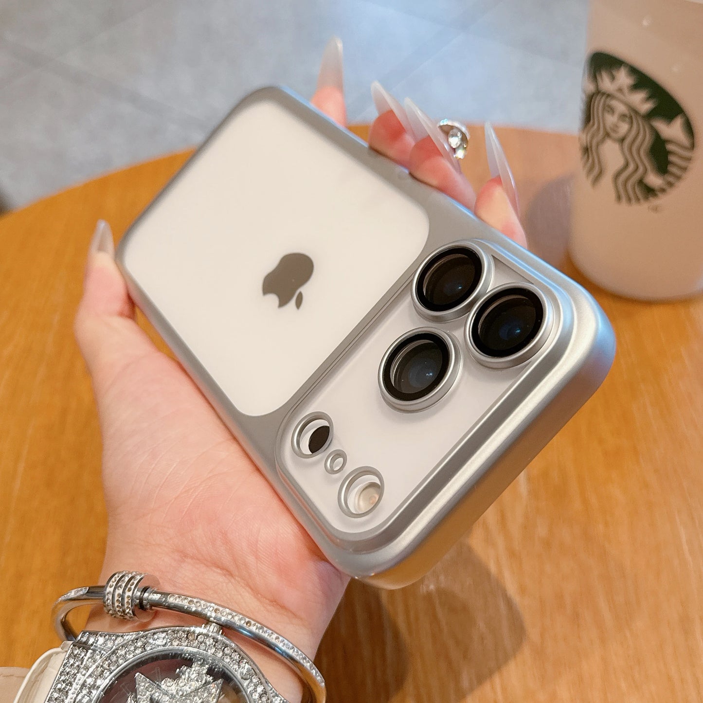 Matte Transparent Phone Case For iPhone 17 Pro Max 17 Pro Plating Frame Lens Film Protection Anti-fall PC Hard Clear Phone Cover.