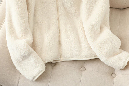 Damen-Fleecemantel, Winter, warm, verdickte Jacke, beidseitig zu tragen, doppelseitige Samt-Korallen-Fleece-Mäntel, Polar-Fleece-Jacken