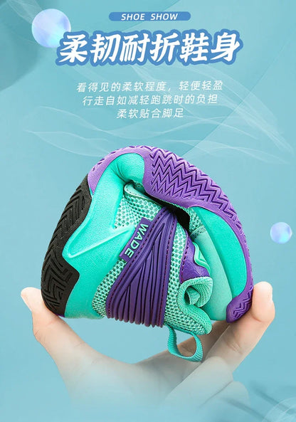 Children Basketball Shoes for Boys Girls Kids Teenagers Breathable Non-slip Lace Up Indoor Outdoor Training Sneakers Tennis Shoe.