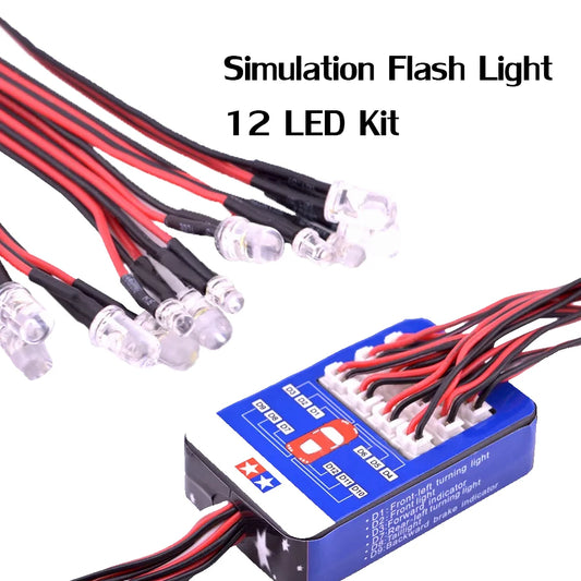 RC 12 LED Lighting Simulation Flash Light Controllable dual flashing lights Kit for 1/10 RC cars Tamiya HSP HPI RC4WD Traxxas.