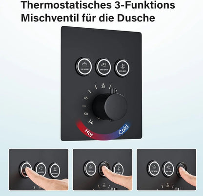 Thermostatic Mixers Bathroom Shower Faucet Set Led Rain Waterfall Bathtub Shower System Remote Control Colors Ceiling Mounted