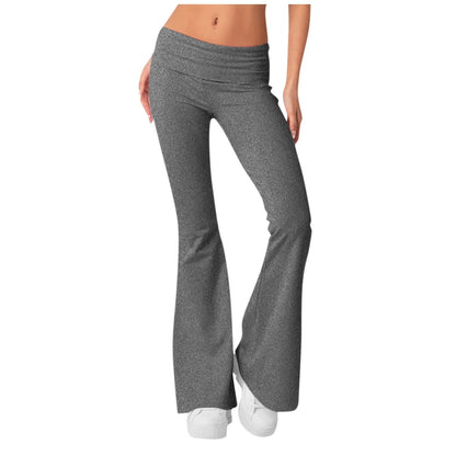 Damenmode, einfarbig, schmale Passform, schmale Reverse-Taille, niedrige Taille, elastische Taille, Schlaghose, Hose für Damen, Damenhose 2024