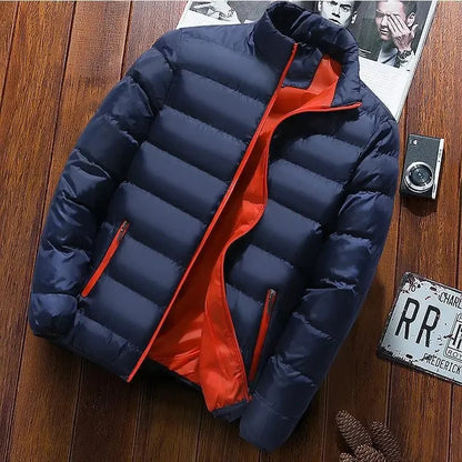 Men's thick cotton sportswear stand collar open collar outdoor casual jacket warm clothing autumn and winter jacket.
