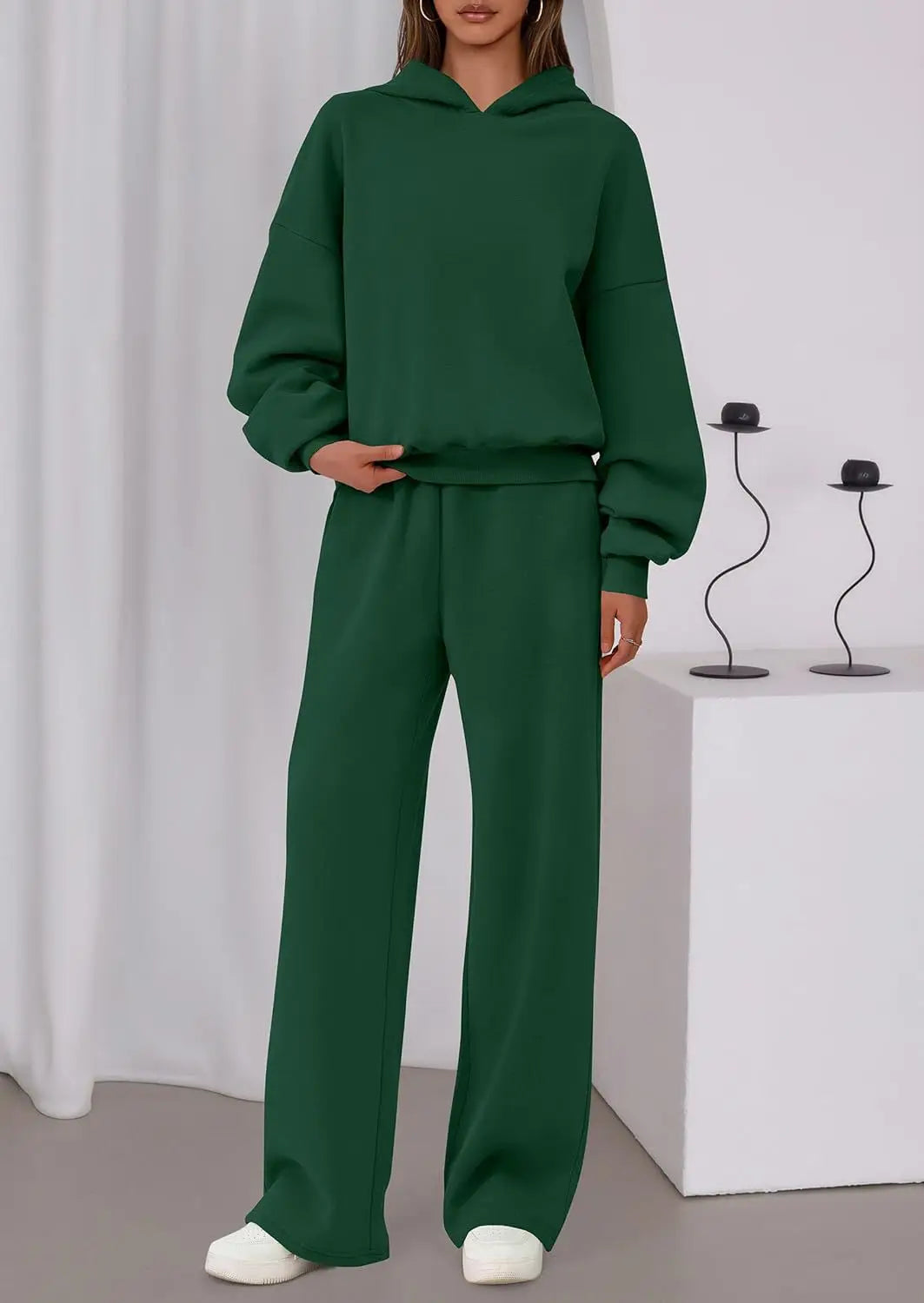 Sport Stil Lose Anzug Herbst Winter Vielseitige frauen Lange-ärmeln Pullover Sweatshirt Sport Breite bein Hosen Zwei-stück Set