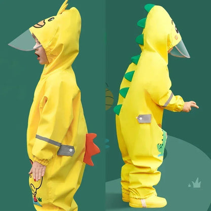 2025, Cartoon-Overall mit Kapuze für Babys, Mädchen, Regen, Outdoor-Sport, Jungen-Overall, wasserdicht, einteilig, Kinderhose, Strand, Kinderhose.