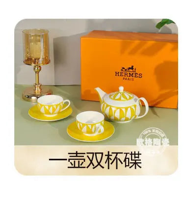 European style tableware, bone china, geometric creativity, home style steak plate dining plate, sunshine cup and plate set gift.