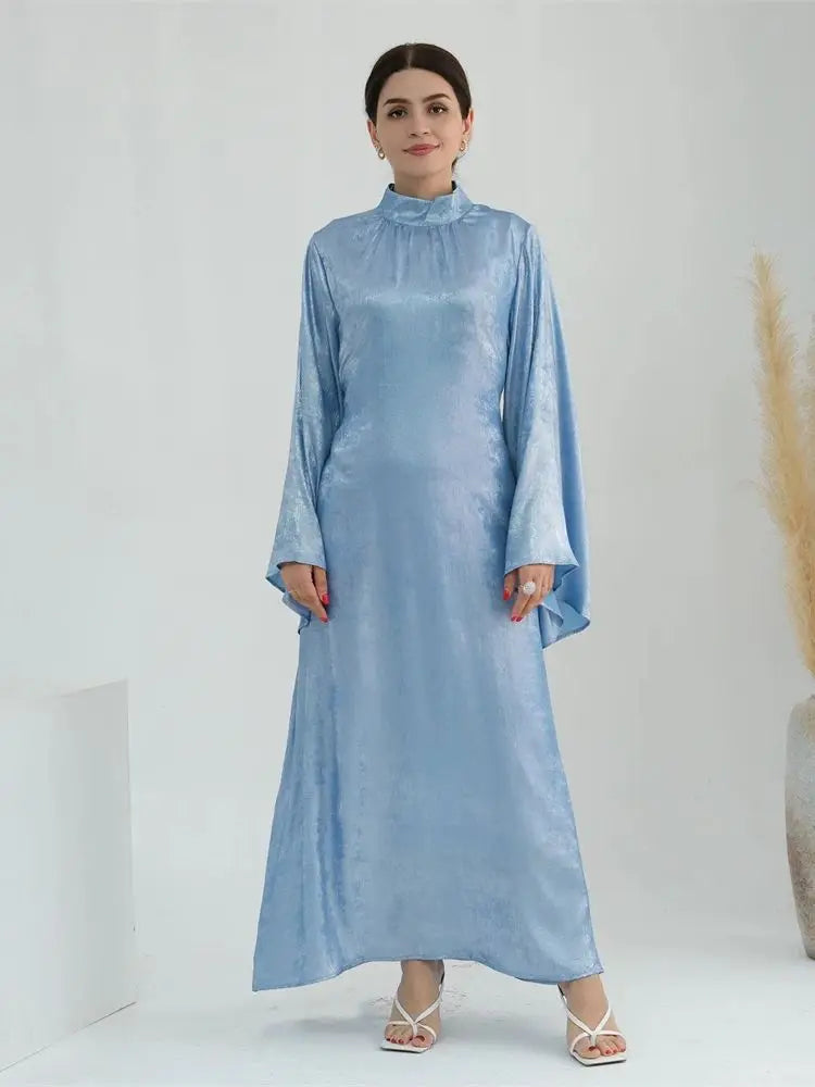 Ramadan Satin Shimmer Abaya Damen Dubai Luxury Islam Muslim Kaftan Dresses Kebaya Abayas For Women Robe Musulmane Femme Vestidos