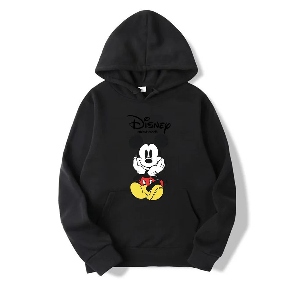 Disney Mickey Mouse Cartoon Cute Loose Hooded Hooded Hoodie Girl's Friend Couple Dress Casual Fashion Versatile Hoodie Top Coat.