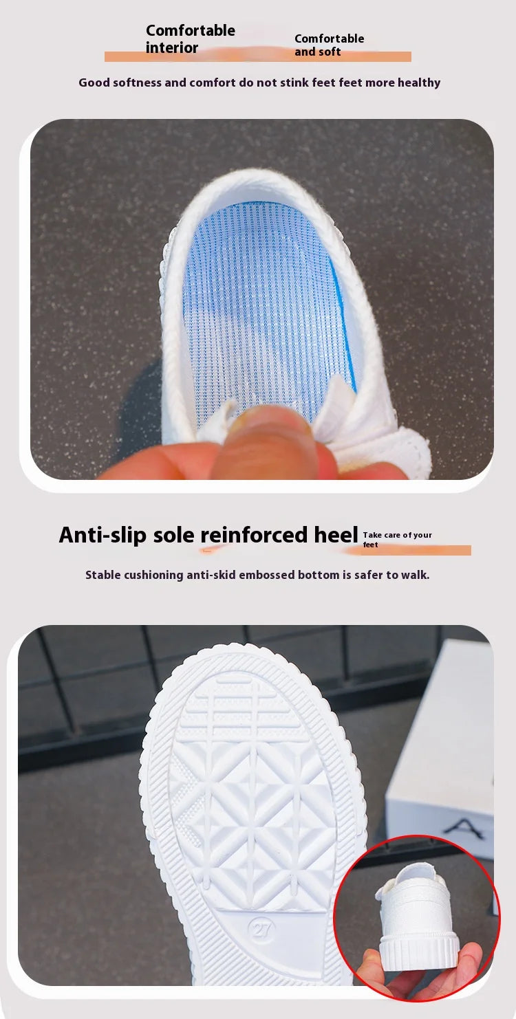 Children's Canvas Shoes 2025 Summer New Students White Shoes Boys Sports Shoes Girls Breathable Casual Shoes Children's Shoes.