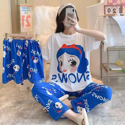 3 Teile/satz Damen Pyjamas Freizeit Sommer Homewear Set süße Pyjamas Minnie Cartoon Pyjama.