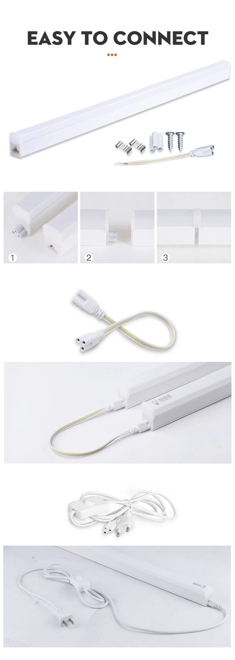 Dimmable Led Light Tube with Remote`Control Home 110-220V Ceiling Fixture LED Light Bar for Kitchen Garage Bedroom Cabinet light.