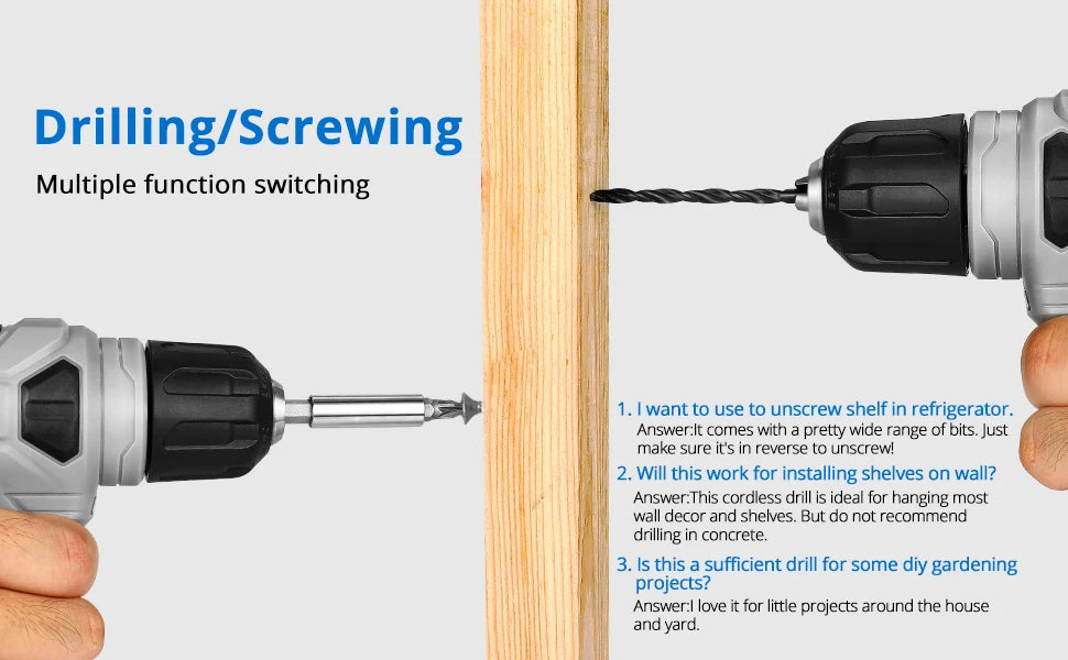 DEKO 8V Akku-Bohrschrauber-Set, 3/8 Zoll Schnellspannbohrfutter, integrierte LED, kabelloser Mini-Power-Treiber mit Schraubensatz, Elektroschrauber