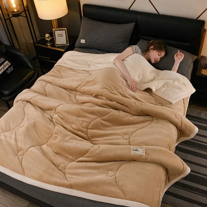 Milk Fleece Autumn Winter Warm Weighted Blankets for Beds European Thickened Beibei Velvet Throw Blanket Warmth Quilt Comforter