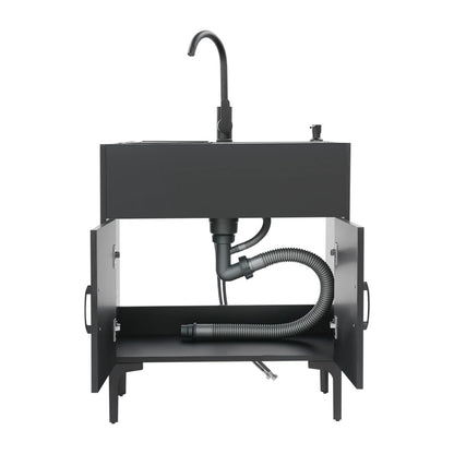 Schwarz/weißes unabhängiges Waschbecken mit Schrank, Küchenspüle aus Edelstahl mit 360° °   Drehbarer Wasserhahn für Badezimmer, Waschbecken