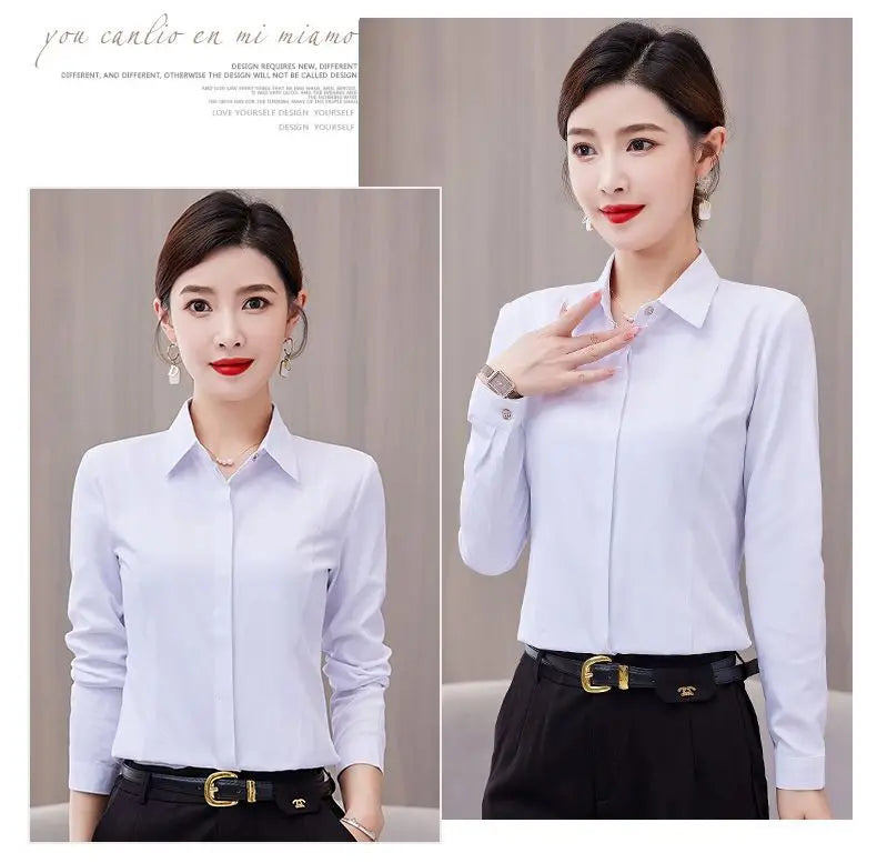 White Shirt Long-sleeved Slim Shirt Korean Style Professional Work Clothes Work Clothes.