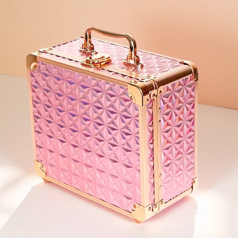 Portable Makeup Case With Light and Mirror 3 Adjustable Brightness LED Cosmetic Case Makeup Organizer Travel Train Case Storage.