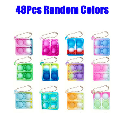 12/24/48Pcs Mini Pop Fidget Toy Pack Kit Keychain Stress Relief Toys Party Favors Office Desk Toy for Kids Adults Brinquedos
