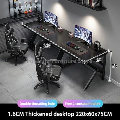 Großer 2-Personen-Gamer-PC-Schreibtisch mit K-förmigen Beinen, moderner Büro-Doppelcomputer-Schreibtische, geräumiger langer Gaming-Tisch für Zuhause und Arbeitszimmer für zwei Personen