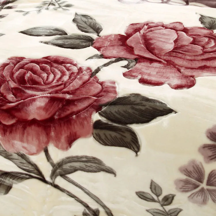 Ultra Soft Cozy Flowers Rose Throw Blanket Microfiber Heavy Fluffy Fleece Blanket for Home Bed Dormitory.