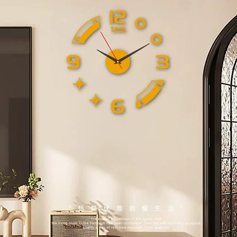 3D-Wanduhr, rahmenlos, Acryl, DIY, digitale Uhr, Wandaufkleber, Stummschaltung, Uhr für Wohnzimmer, Schlafzimmer, Büro, Wanddekoration